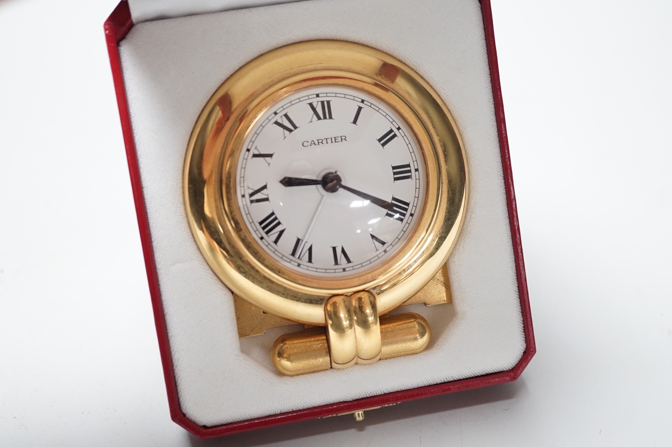 Cartier travelling alarm timepiece in case, serial number 0563187